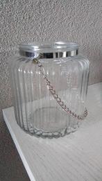 glazen bol vormige vaas met glimmende ketting geribbeld glas, Huis en Inrichting, Woonaccessoires | Vazen, Minder dan 50 cm, Nieuw