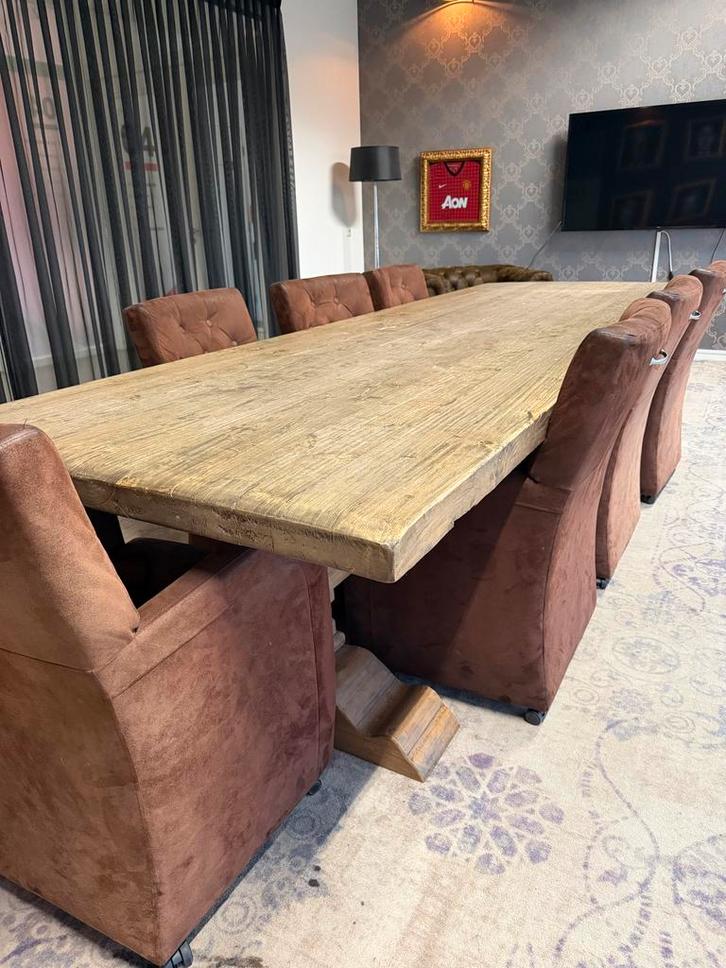 V-Lab Houten stijlvolle Tafel, Huis en Inrichting, Tafels | Eettafels, Zo goed als nieuw, 100 tot 150 cm, 200 cm of meer, Vijf personen of meer