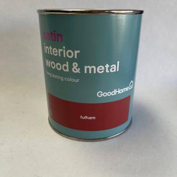 GoodHome Binnenlak Verf Fulham Rood Zijdeglans 750ml beschikbaar voor biedingen
