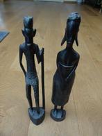 Houten beeldjes Kenia 2 stuks, Antiek en Kunst, Kunst | Beelden en Houtsnijwerken, Ophalen of Verzenden