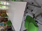 Eettafel, wit, hoogglans, Huis en Inrichting, Tafels | Eettafels, Ophalen, Gebruikt, 100 tot 150 cm, 200 cm of meer