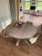 Massief eiken eettafel rond 150, Ophalen, Zo goed als nieuw, Rond, 100 tot 150 cm