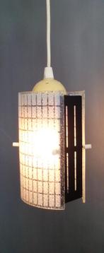 hanglamp, reliëf glas /metaal, vintage, jaren 60 / 70, Gebruikt, Vintage, Ophalen of Verzenden, Glas