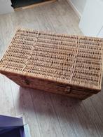 Rieten Opbergmand met Leren Riemen - Gebruikt, Huis en Inrichting, Woonaccessoires | Kisten, Ophalen, Minder dan 50 cm, Gebruikt