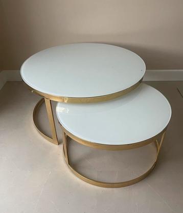 Salontafelset wit/goud, robuust onderstel beschikbaar voor biedingen