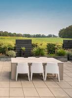 Steigerhouten tuintafel inclusief 6 box tuinstoelen, Tuin en Terras, Ophalen of Verzenden, Zo goed als nieuw, Steigerhout