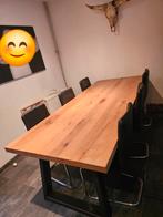 Grote tafel met stalen poten, Huis en Inrichting, Tafels | Eettafels, Ophalen, 200 cm of meer, 50 tot 100 cm, Zo goed als nieuw