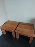 Tafels 2 stuks teak, Huis en Inrichting, Tafels | Bijzettafels, Vierkant, 55 tot 75 cm, Zo goed als nieuw, Ophalen