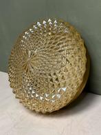 Vintage plafoniere messing glas zuurtjeslamp, Ophalen of Verzenden, Zo goed als nieuw, Glas
