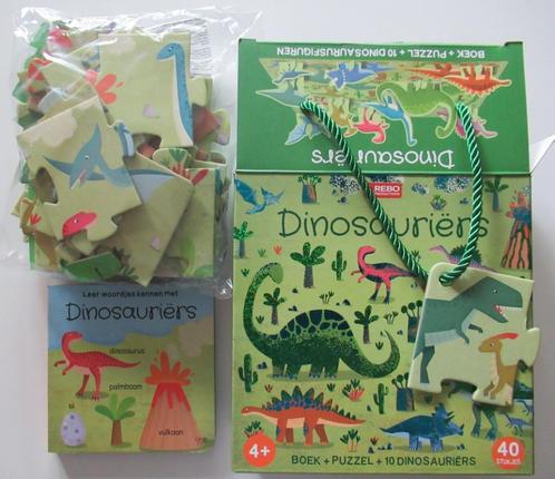 Dinosaurus puzzel en boekje vanaf 4 jaar, Kinderen en Baby's, Speelgoed | Educatief en Creatief, Zo goed als nieuw, Puzzelen, Taal en Lezen