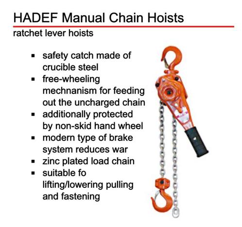 Rateltakel/ handtakel merk Hadef 1,6t en 6,3t beschikbaar, Doe-het-zelf en Verbouw, Lieren en Takels, Nieuw, Handmatig, Ophalen of Verzenden