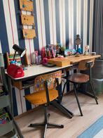 School tafel bureau stoel vintage retro oude, Ophalen, Gebruikt, Tafel
