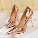 Hoge champagne dames hakken stiletto pumps glimmende punt, Verzenden, Nieuw, Pumps