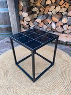 Bijzettafeltje 40x40 staal & tegels zwart glans (nieuw), Ophalen, Minder dan 45 cm, Minder dan 55 cm, Metaal of Aluminium