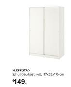 Kleppstat kast Ikea wit met twee schuifdeuren, Huis en Inrichting, Ophalen, Overige materialen, Strak wit, 100 tot 150 cm