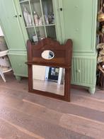Antieke spiegel van eikenhout. Met facetglas., Antiek en Kunst, Antiek | Spiegels, Ophalen, Rechthoekig, 50 tot 100 cm, Minder dan 100 cm