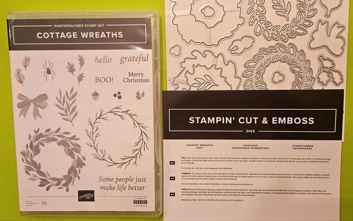 Cottage Wreaths stempelset + Stansen Stampin UP NIEUW, Hobby en Vrije tijd, Stempelen, Nieuw, Clearstamp, Ophalen of Verzenden