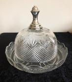 Antieke ruit / waaier kristallen kaasstolp met zilveren knop, Antiek en Kunst, Ophalen of Verzenden