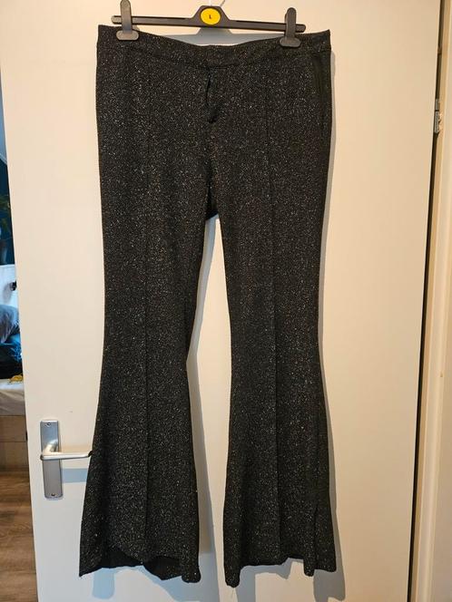 Eksept glitterbroek met wijde pijpen XL, Kleding | Dames, Broeken en Pantalons, Gedragen, Maat 46/48 (XL) of groter, Zwart, Lang
