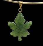 14 k goud &  jade  blad hanger, Verzenden, ., Zo goed als nieuw, .