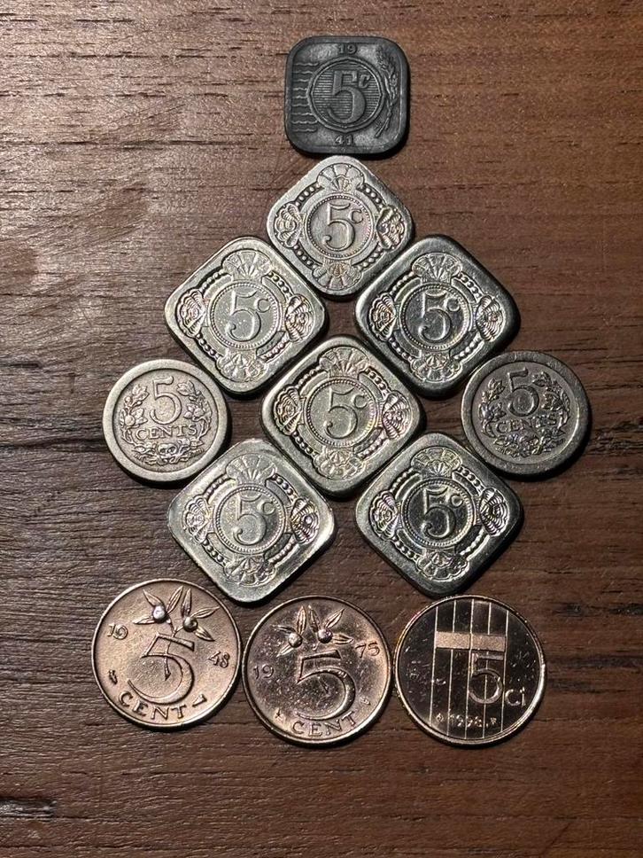 Stuiver Collectie - 13 Stuks, Postzegels en Munten, Munten | Nederland, Losse munt, 5 cent, Koningin Wilhelmina, Ophalen of Verzenden