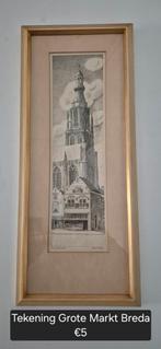 Tekening Grote Markt Breda, Antiek en Kunst, Ophalen