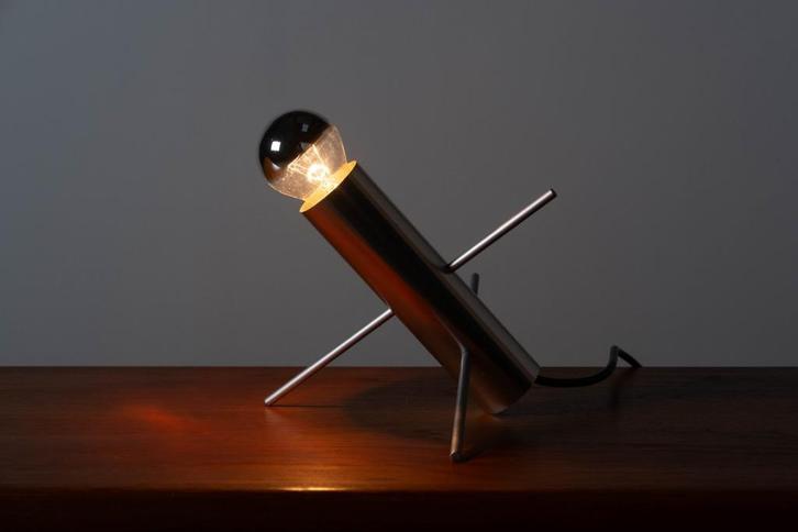 Otto Wasch - Raak 'Krekel' lamp, Huis en Inrichting, Lampen | Tafellampen, Gebruikt, Minder dan 50 cm, Glas, Metaal, Ophalen of Verzenden