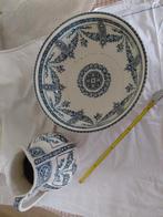 Vintage aardewerk lampetkan set  4  delig, blauw decor, Ophalen of Verzenden