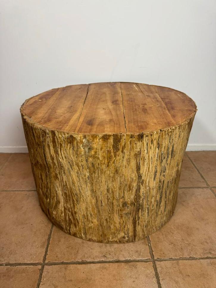 Boomstam Salontafel - Uniek & Rustiek, Huis en Inrichting, Tafels | Salontafels, Gebruikt, Minder dan 50 cm, 50 tot 100 cm, Rond