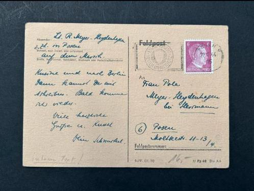 WII Beschreven Feldpost Briefkaart, 1944, Verzamelen, Militaria | Tweede Wereldoorlog, Landmacht, Nederland, Ophalen of Verzenden