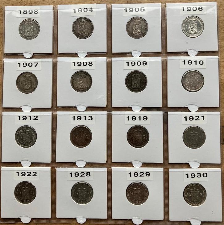 complete serie halve guldens Wilhelmina (1898 - 1930), Postzegels en Munten, Munten | Nederland, Setje, ½ gulden, Koningin Wilhelmina