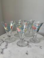 Set van 5 retro ijscoupes met zeeleven print, Ophalen of Verzenden, Gebruikt, Overige stijlen, Glas of Glazen