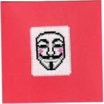 kaart met geborduurd masker van Vendetta (495), Ophalen of Verzenden, Nieuw, Overige thema's