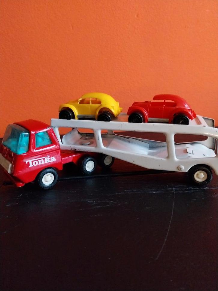 Vintage Tonka Auto Transport met Auto's, Kinderen en Baby's, Speelgoed | Overig, Gebruikt, Jongen of Meisje, Ophalen of Verzenden