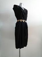 Vintage jurk, zwart - viscose maat small, Verzenden, Zwart, Zo goed als nieuw, Knielengte