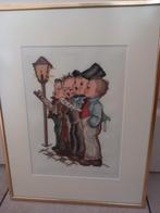 Vintage geborduurd schilderij afbeelding Hummel, Hobby en Vrije tijd, Borduren en Borduurmachines, Ophalen of Verzenden, Zo goed als nieuw