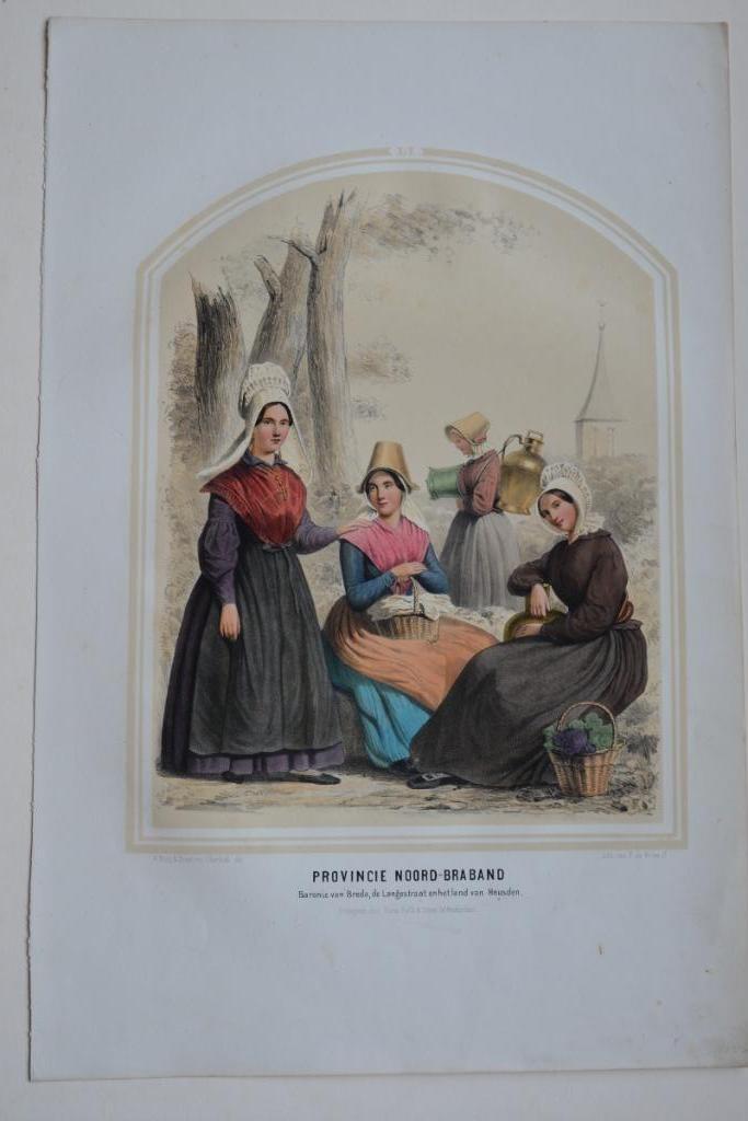 NOORD-BRABAND KLEDERDRACHTEN Litho Frans Buffa 1850-1857 C3, Antiek en Kunst, Kunst | Litho's en Zeefdrukken, Verzenden