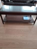 Notenhouten Salontafel met Glasplaat - 130x65cm, Huis en Inrichting, Tafels | Salontafels, Ophalen, 100 tot 150 cm, Glas, 50 tot 100 cm