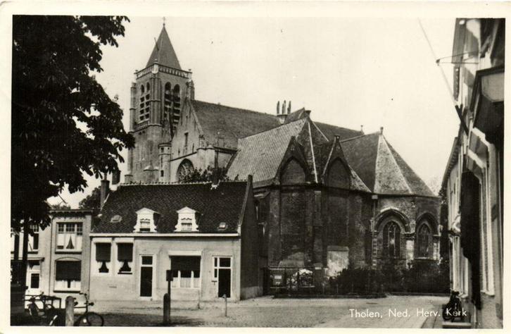 Tholen, Ned. Herv. Kerk - 1962 gelopen, Verzamelen, Ansichtkaarten | Nederland, Ongelopen, Noord-Brabant, Voor 1920, Ophalen of Verzenden