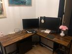 Hoekbureau met houten blad, Huis en Inrichting, Bureaus, Ophalen, Gebruikt, Bureau