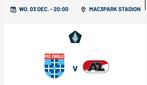 PEC Zwolle - AZ | 2x stavak, Tickets en Kaartjes, Sport | Voetbal, Losse kaart, Twee personen, December