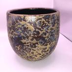 Unieke luxe bloempot met gouden structuur, Tuin en Terras, Bloempotten, Rond, Ophalen of Verzenden, Aardewerk, Minder dan 40 cm
