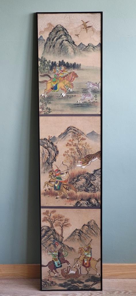 Antieke Aziatische 3 schilderijen, Antiek en Kunst, Kunst | Niet-Westerse kunst, Ophalen
