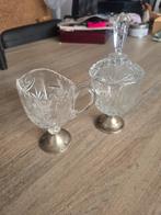 Kristal met zilveren voet., Antiek en Kunst, Antiek | Goud en Zilver, Ophalen of Verzenden, Zilver