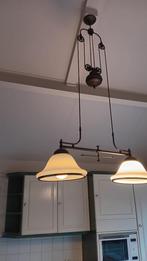 Koopje! Dubbele hanglamp, Ophalen, Zo goed als nieuw, Glas, 50 tot 75 cm