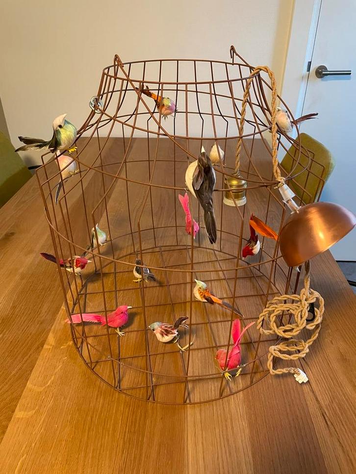 Vogeltjeslamp - Unieke sfeerverlichting, Huis en Inrichting, Lampen | Hanglampen, Gebruikt, Minder dan 50 cm, Metaal, Ophalen of Verzenden