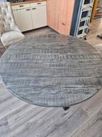 Grijze eetkamertafel, 140 cm doorsnede, hout, Ophalen, Rond, Zo goed als nieuw, 75 cm of meer