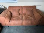 Bruine leren bank - 210x107 cm, Huis en Inrichting, Banken | Bankstellen, Ophalen, Gebruikt, 100 tot 125 cm, Driepersoons