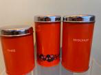 Brabantia voorraadblik oranje x 3 vintage retro, Verzamelen, Blikken, Ophalen
