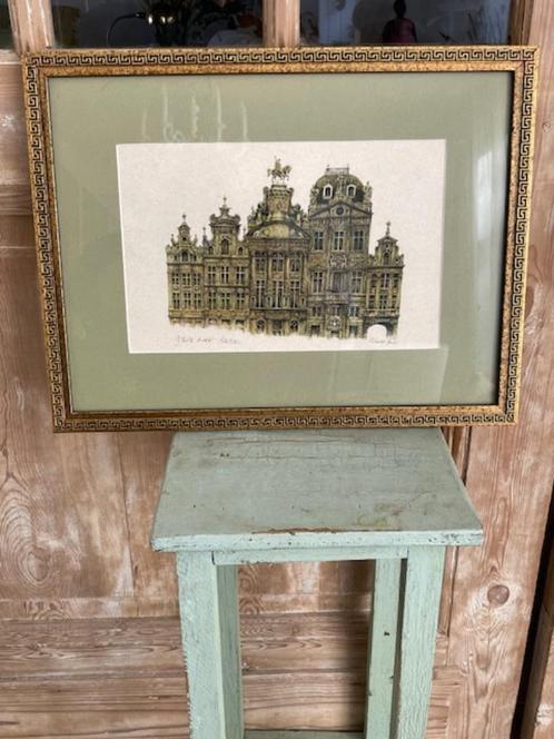 Ingelijste prent van de Markt in Brussel. Putman., Huis en Inrichting, Woonaccessoires | Wanddecoraties, Zo goed als nieuw, Ophalen